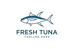 Tuna fish logo emblem label seafood vector icon