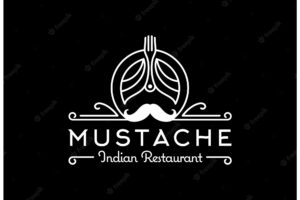 Turban fork mustache india indian cuisine food restaurant logo design