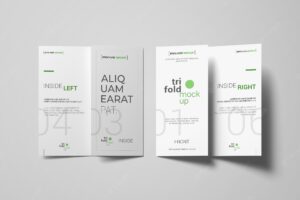 Two trifold brochure or invitation mockup