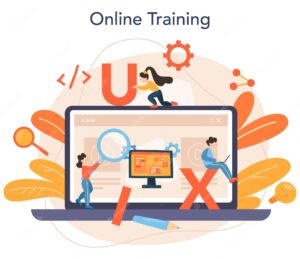 Ux ui designer online service or platform app interface improvement for user modern technology concept online training flat vector illustration