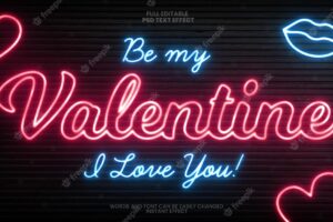 Valentines day neon text effect