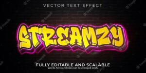 Vector graffiti text effect editable text style