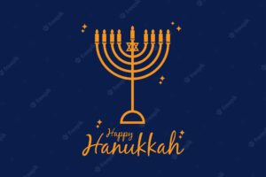 Vector illustration of happy hanukkah symbol of judaism hanukkah logo for greeting card template