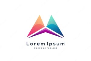 Vector logo illustration mountain gradient colorful style