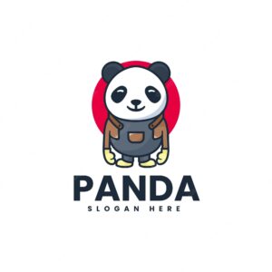 Vector logo illustration panda school mascot cartoon style