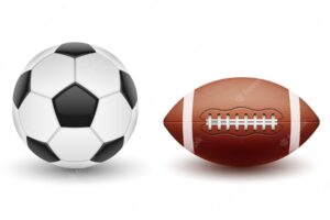 Vector set of sports balls, balls for soccer and american football in a realistic style