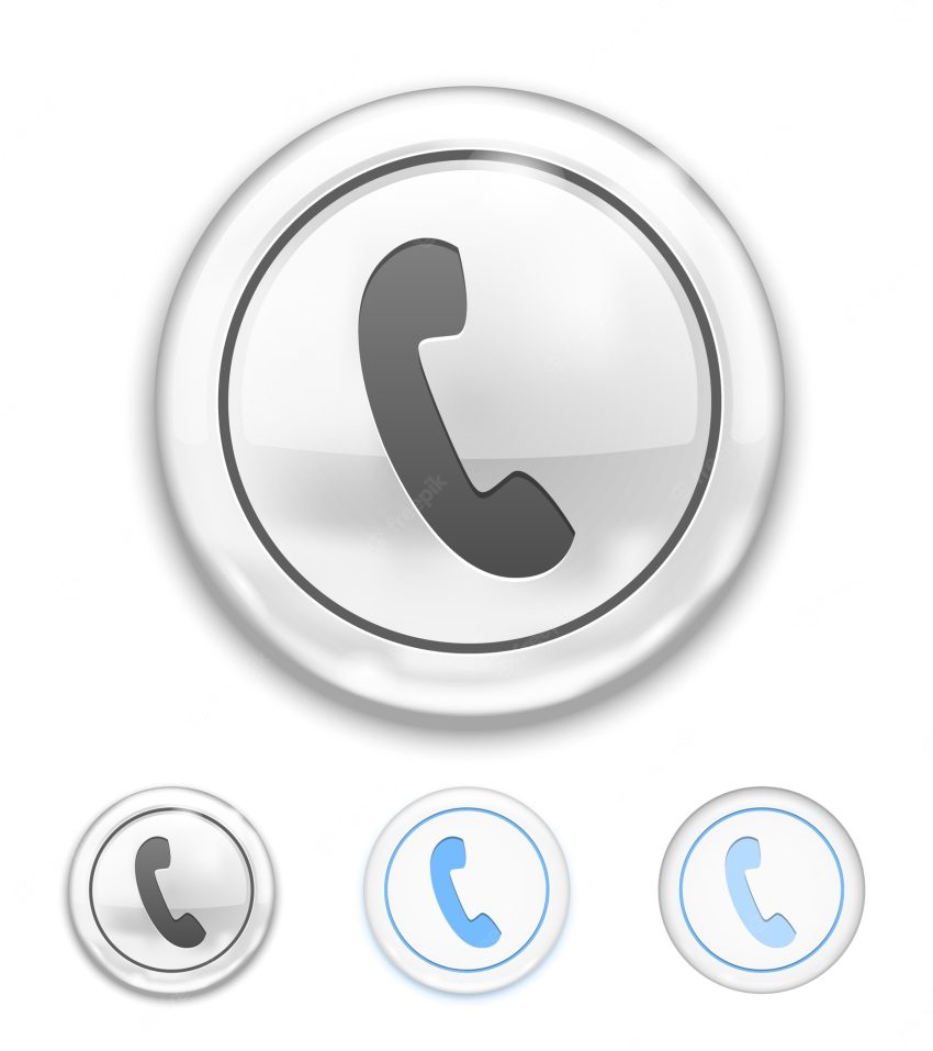 Vector telephone icon on button on white