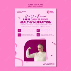 Vertical flyer template for breast cancer awareness month