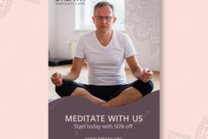 Vertical flyer template for meditation and mindfulness