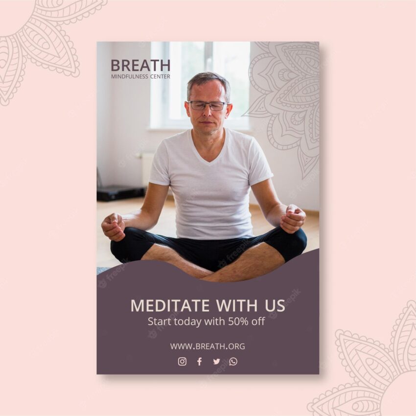 Vertical flyer template for meditation and mindfulness