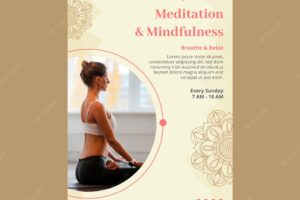 Vertical flyer template for meditation and mindfulness