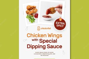Vertical poster for fried chicken dish restaurant