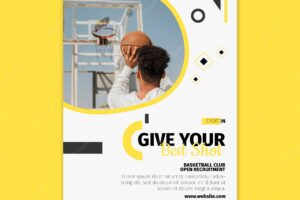 Vertical poster template for basketball club