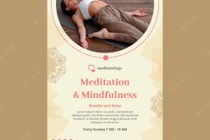 Vertical poster template for meditation and mindfulness