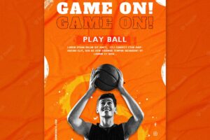 Vertical poster template for playing basketball