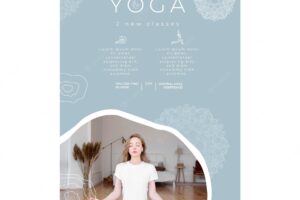 Vertical poster template for yoga practicing