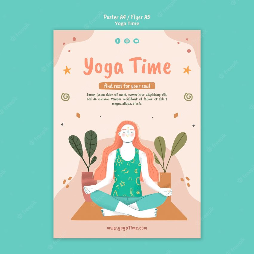 Vertical poster template for yoga time