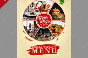 Vintage food menu cover design premium psd templat
