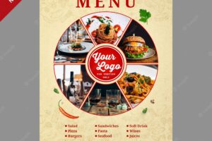 Vintage food menu cover design premium psd templat