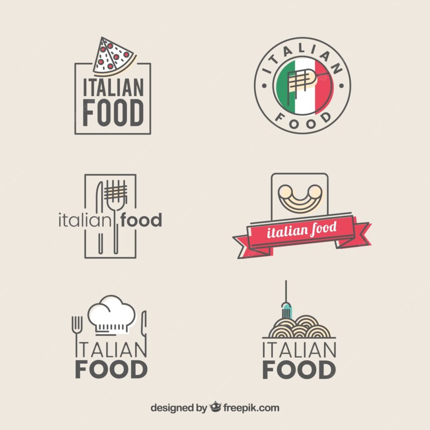 Vintage restaurant logos collection of italian