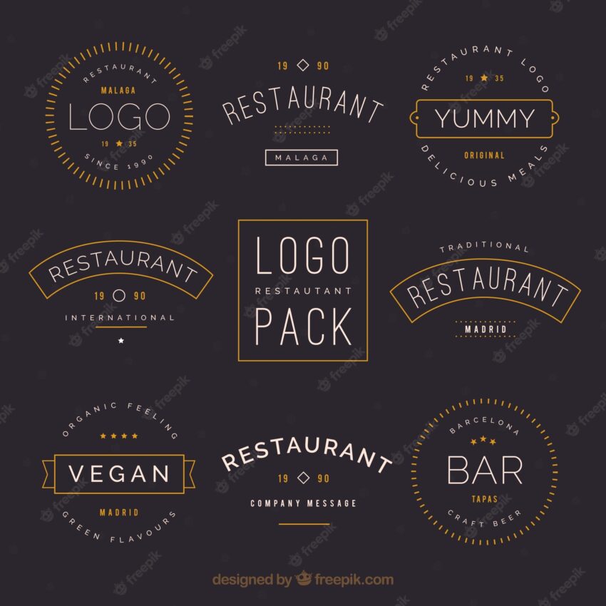 Vintage restaurant logos with old style