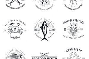 Vintage seafood restaurant logo