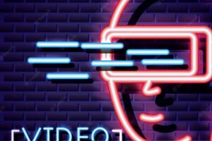 Virtual reality, video game neon linear style