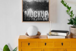 Wall frame mock-up with interior decor