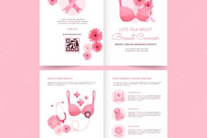 Watercolor breast cancer awareness month brochure template