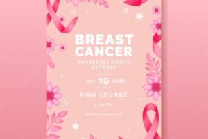 Watercolor breast cancer awareness month vertical poster template