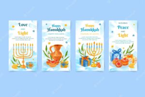 Watercolor hanukkah instagram stories collection