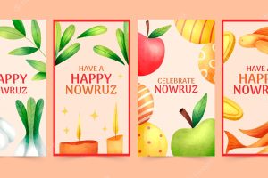 Watercolor nowruz instagram stories collection