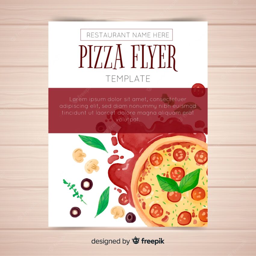 Watercolor pizza flyer template