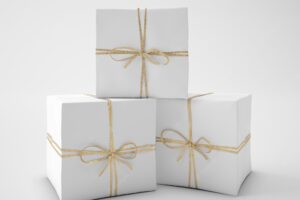 White boxes with cord