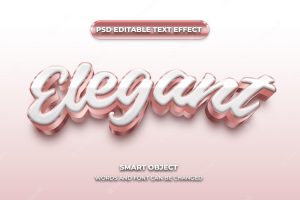 White elegant rose gold 3d editable text effect style