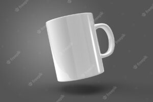 White mug on black background
