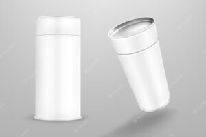 White paper tube isolated on gray background