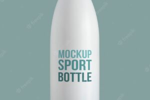 White sport thermo bottle mockup
