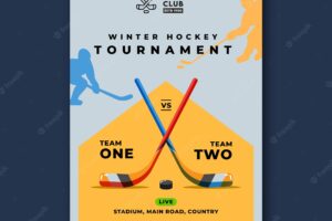 Winter hockey tournament poster template