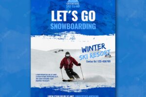 Winter ski resort poster template