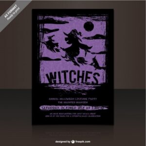 Witches party flyer template