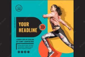Woman running square flyer template