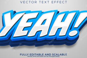 Yeah bold text effect editable modern lettering typography font style