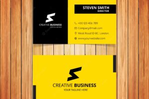 Yellow minimal letter s business card