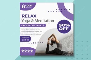 Yoga class square flyer template