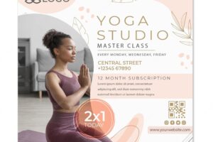 Yoga flyer template with photo