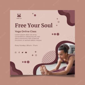 Yoga at home square flyer template