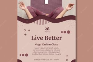 Yoga at home vertical poster template