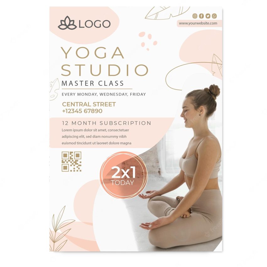 Yoga poster template with photo