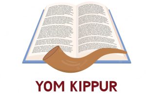 Yom kippur day of atonement jewish holiday typography poster with book shofar and lettering easy to edit vector template for greeting card banner flyer